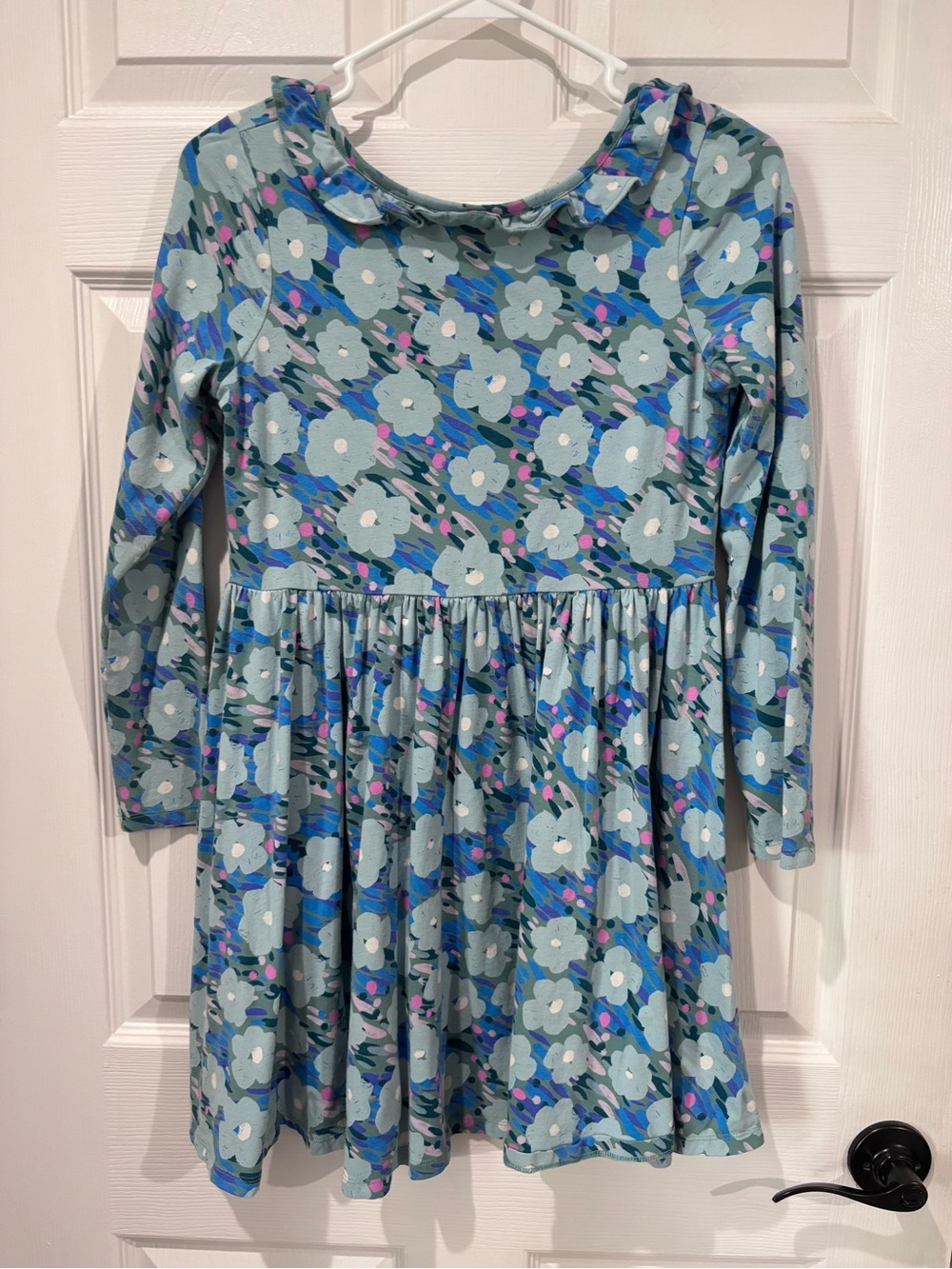 Tea Collection Ruffle Collar Ballet Dress Skater Blue Floral Monet Garden sz 16